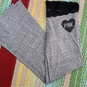 PINK Victoria’s Secret pajama pants, gray with black lace, small